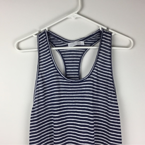 Everlane Navy & White Striped 100% Linen Tank Dress Size Small Relaxed Fit - Picture 6 of 7